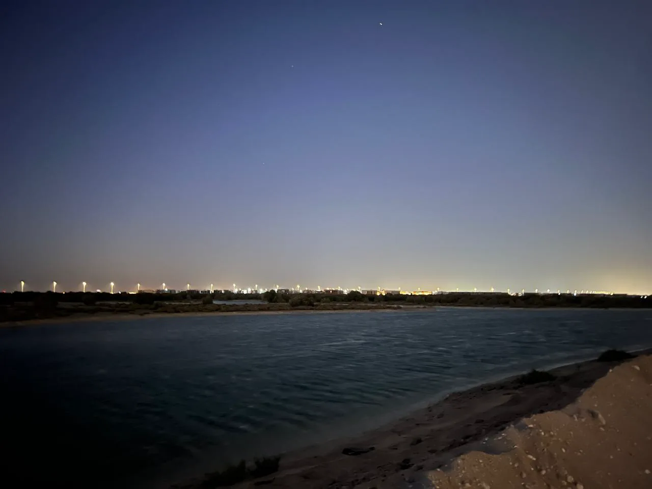 Twilight over the channel at Al Jubail Island